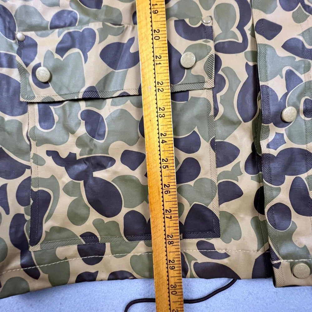 Unbranded Rain Jacket Mens XL Green Camo Duck Hunter Vintage Hooded Slicker Coat